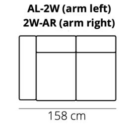 2-zits met 1 arm - Vegas 158x97 cm | Het Anker