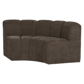 377902- B | Mojo eetbank half ronde hoek met rugleuning - rib bruin | WOOOD