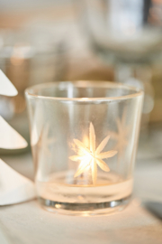 6004-00 | Candle holder glass f/tealight w/engraved stars | Ib Laursen