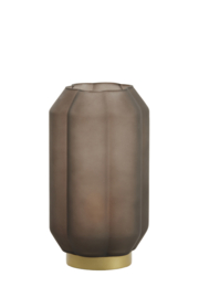 1885985 | Tafellamp LED Ø15x27 cm YVIAS glas - mat donkerbruin | Light & Living