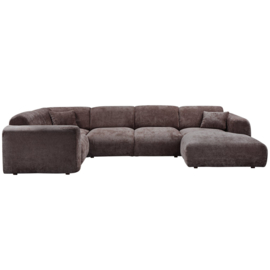 375074-W | Cloud hoekbank links - geweven chenille warm bruin | WOOOD