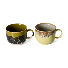 KST0267 | 70s ceramics: tea cups, softness (set of 2) | HKliving - Medio oktober verwacht!