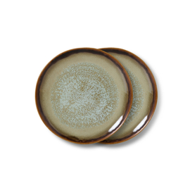 KST0181 | 70s ceramics: dessert plates, contrast (set of 2) | HKliving