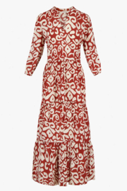 Maxi jurk met ornament print - zand/cacaobruin | Zusss