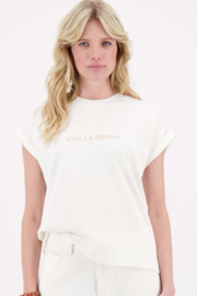  T-shirt met opgerolde mouw viva la siesta - wit | Zusss 