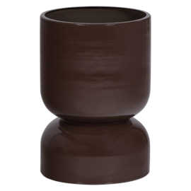 377816-P | Toval plantenpot laag - metaal hoogglans paars/bruin | WOOOD