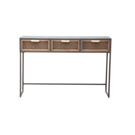 702080 | Myah Natural metal sidetable rattan 3 drawers | PTMD