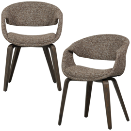 377505-BD | Yossi eetkamerstoel - bruin met houten poot donkerbruin | WOOOD