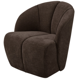 377463-B | Mojo draaifauteuil - ribstof bruin | WOOOD