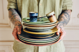 ACE7078 | 70s ceramics: dinner plates, kiwi (set of 2) | HKliving *uitlopend artikel, laatste exemplaren