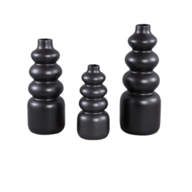 713213 | Trina ceramic vase bubbly shape L - black | PTMD