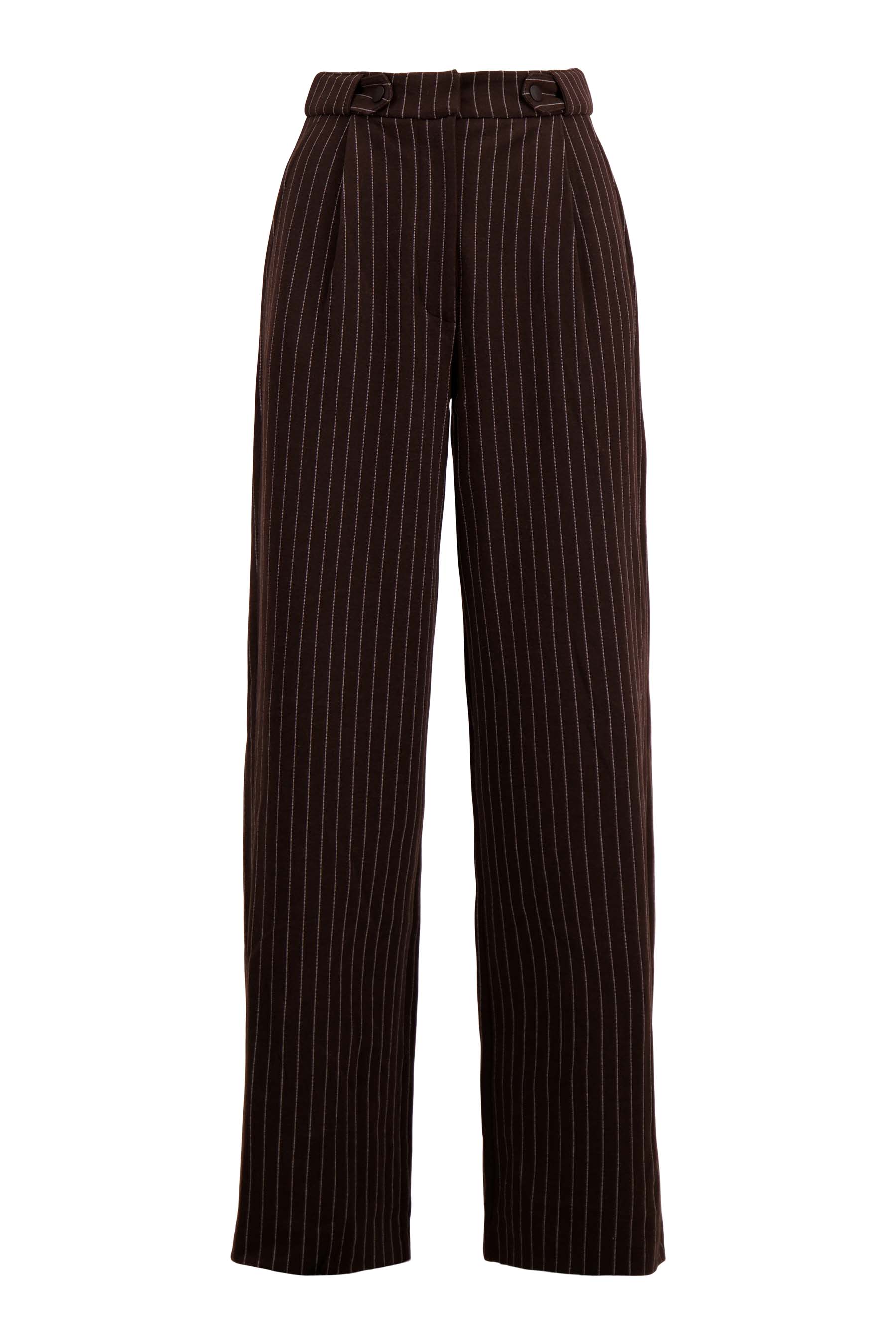 Krijtstreep broek - chocoladebruin | Zusss