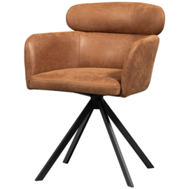 374080-O | Fenne draaibare eetkamerstoel - lederlook cognac | WOOOD Exclusive