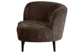 340475-G | Sara lounge fauteuil links - grof geweven stof grijs/bruin | WOOOD