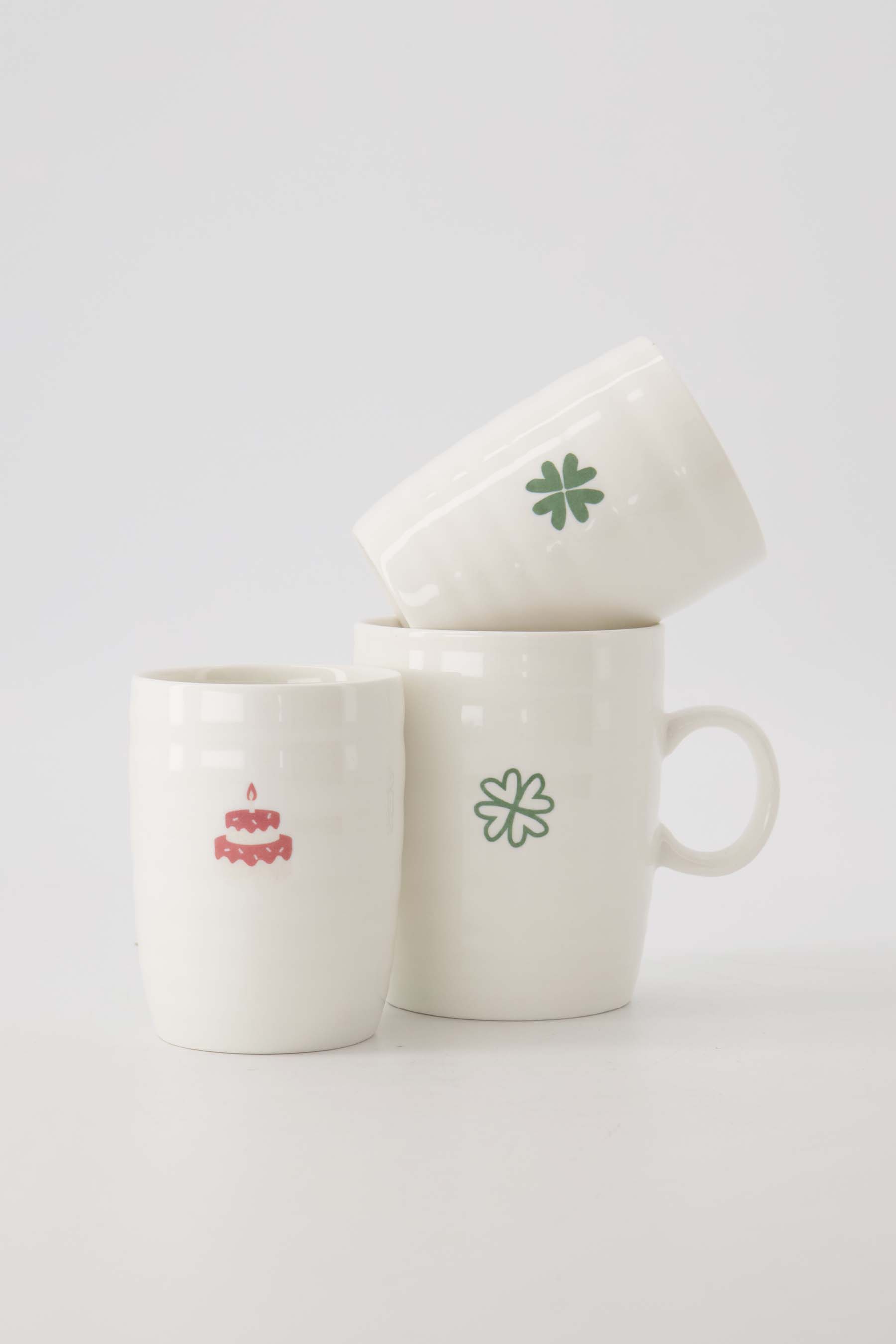 Koffiemok klavertje - wit/groen | Zusss
