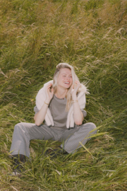 Geruite lange broek - kit/middenbruin | Zusss