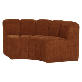 377902- R | Mojo eetbank half ronde hoek met rugleuning - rib roestbruin | WOOOD