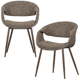 377505-BK | Yossi eetkamerstoel - bruin met metalen poot koper | WOOOD