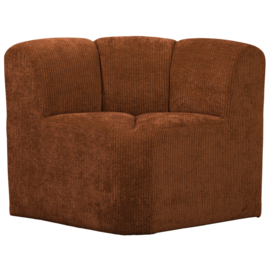 377533-R | Mojo eetbank hoek met rugleuning - ribstof roestbruin | WOOOD