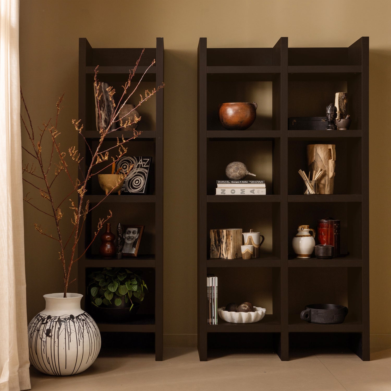 377431-D | Timo open kast - mdf donkerbruin 195x50x40 cm | WOOOD