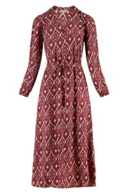 Maxi jurk met ikat print - zand/roodbruin | Zusss