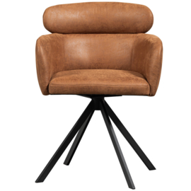 374080-O | Fenne draaibare eetkamerstoel - lederlook cognac | WOOOD Exclusive