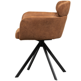 374080-O | Fenne draaibare eetkamerstoel - lederlook cognac | WOOOD Exclusive