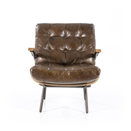 97620 | Fauteuil Bastiaan - donkerbruin java leder | Eleonora