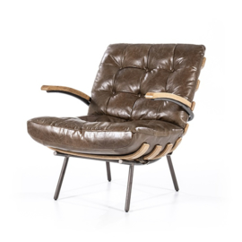 97620 | Fauteuil Bastiaan - donkerbruin java leder | Eleonora