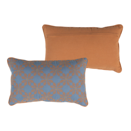 377779-B | Lira kussens (set van 4) - blauw/oranje | WOOOD