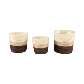 720651 | Tyro paper rope pots set/3 - multi brown | PTMD 