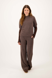 Tweed broek met naad - chocolade bruin | Zusss 