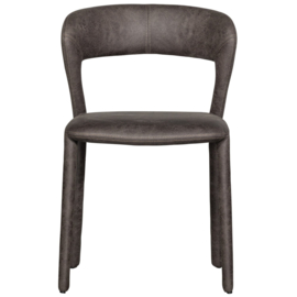 801419-G | Noble eetkamerstoel lederlook - Antraciet | WOOOD