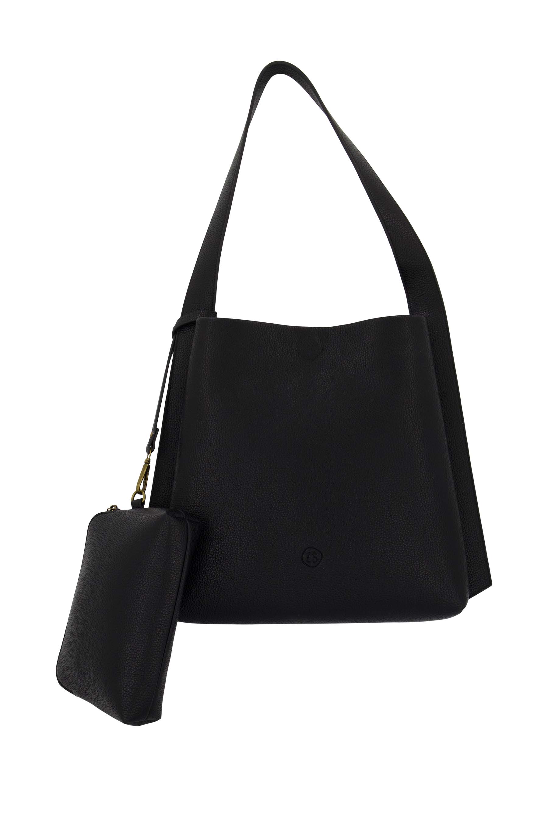 Schoudertas met strap detail + make up tasje - zwart | Zusss - Binnenkort verwacht!!