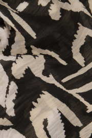 Blouse pofmouw met print - antraciet/beige | Zusss