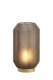 1885985 | Tafellamp LED Ø15x27 cm YVIAS glas - mat donkerbruin | Light & Living