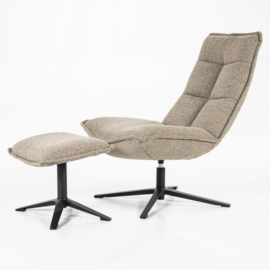  95593 | Fauteuil Marcus met voetenbank - beige baquer | Eleonora