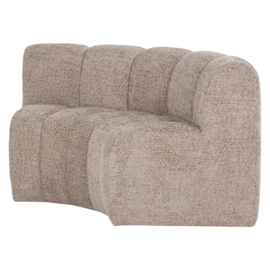 377902-WD | Mojo eetbank half ronde hoek met rugleuning - wollig donkerzand | WOOOD