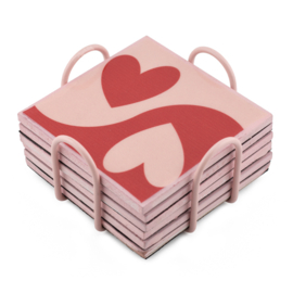 OZ3311 | Set van 6 onderzetters met rekje - love | HomeBound by KY