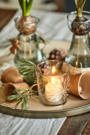 6005-00 | Candle holder glass f/tealight w/engraved star | Ib Laursen