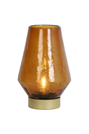 1866261 | Tafellamp LED Ø16x23,5 cm JAYA - glas bruin+goud | Light & Living