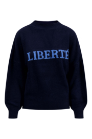 Trui met ingebreid detail - donkerblauw | Zusss
