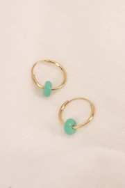 Oorringen met rondje - turquoise/goud | Zusss