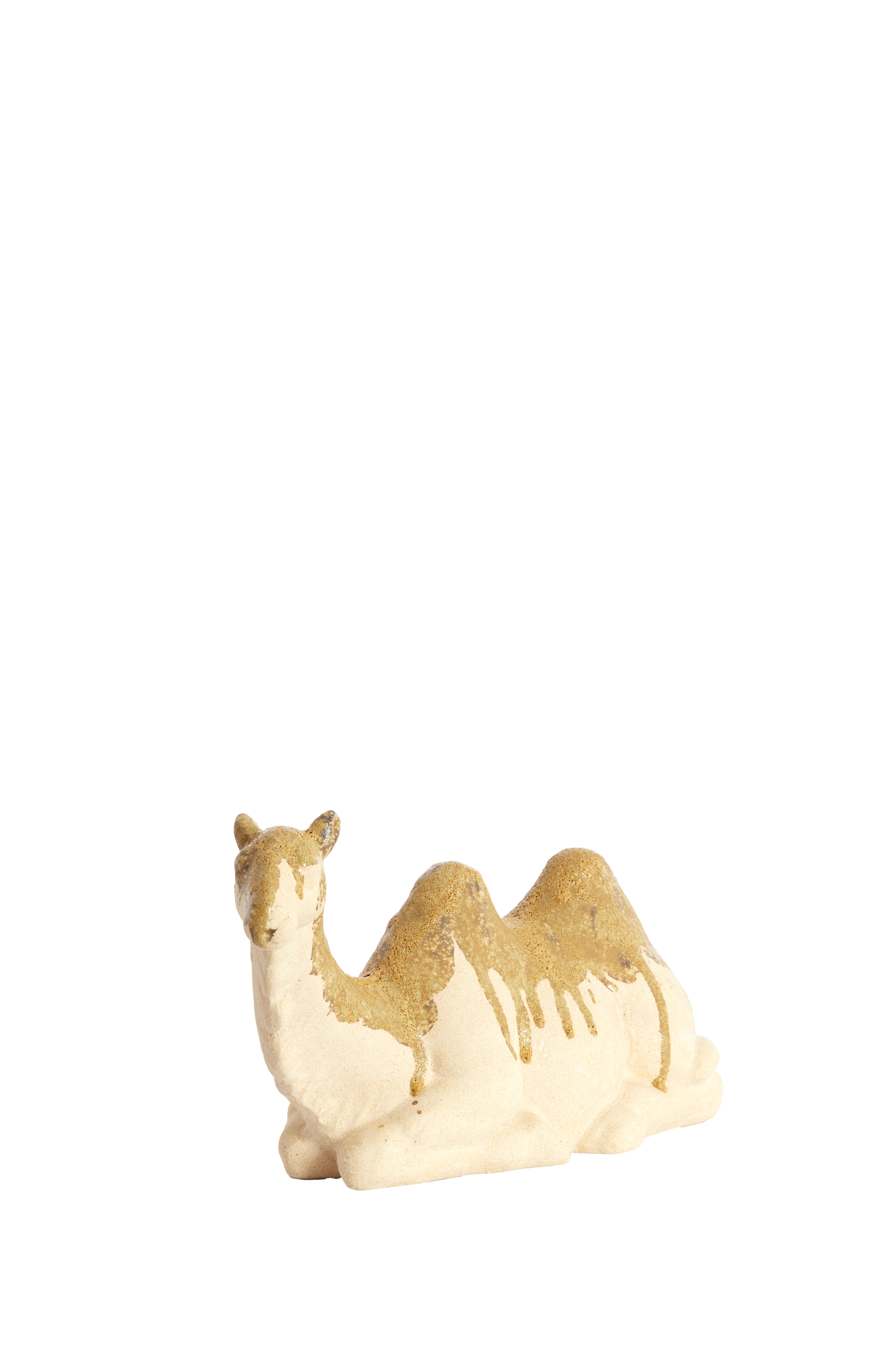 7491313 | Ornament 26x10x15 cm CAMEL - crème/olijfgroen | Light & Living