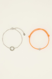 Moeder & dochter armband set mini oranje - zilver | My Jewellery