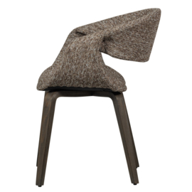 377505-BD | Yossi eetkamerstoel - bruin met houten poot donkerbruin | WOOOD