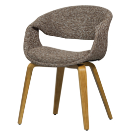 377505-BN | Yossi eetkamerstoel - bruin met houten poot naturel | WOOOD