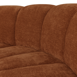 377902- R | Mojo eetbank half ronde hoek met rugleuning - rib roestbruin | WOOOD