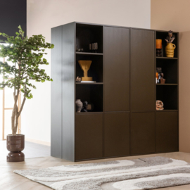 377816-P | Toval plantenpot laag - metaal hoogglans paars/bruin | WOOOD