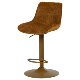 377486-K | Marten in hoogte verstelbare barstoel - chenille karamelbruin | WOOOD